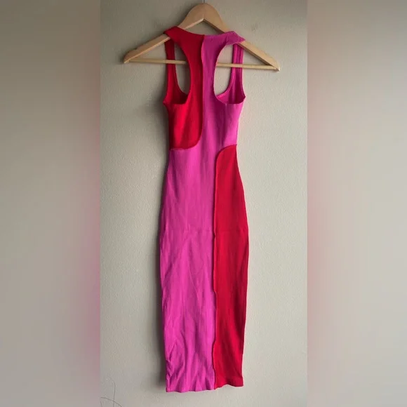 New Naked Wardrobe Women Mid Pink Red Dress Sleeveless Size XS - Picture 5 of 8